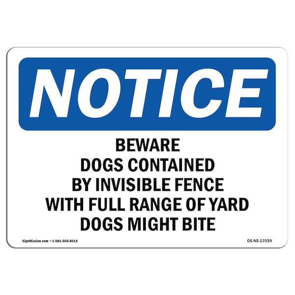 Safety Sign, OSHA Notice, 3.5" Height, 5" Width, OSHA-Beware-of-Dog-Sign-, Landscape, 10PK